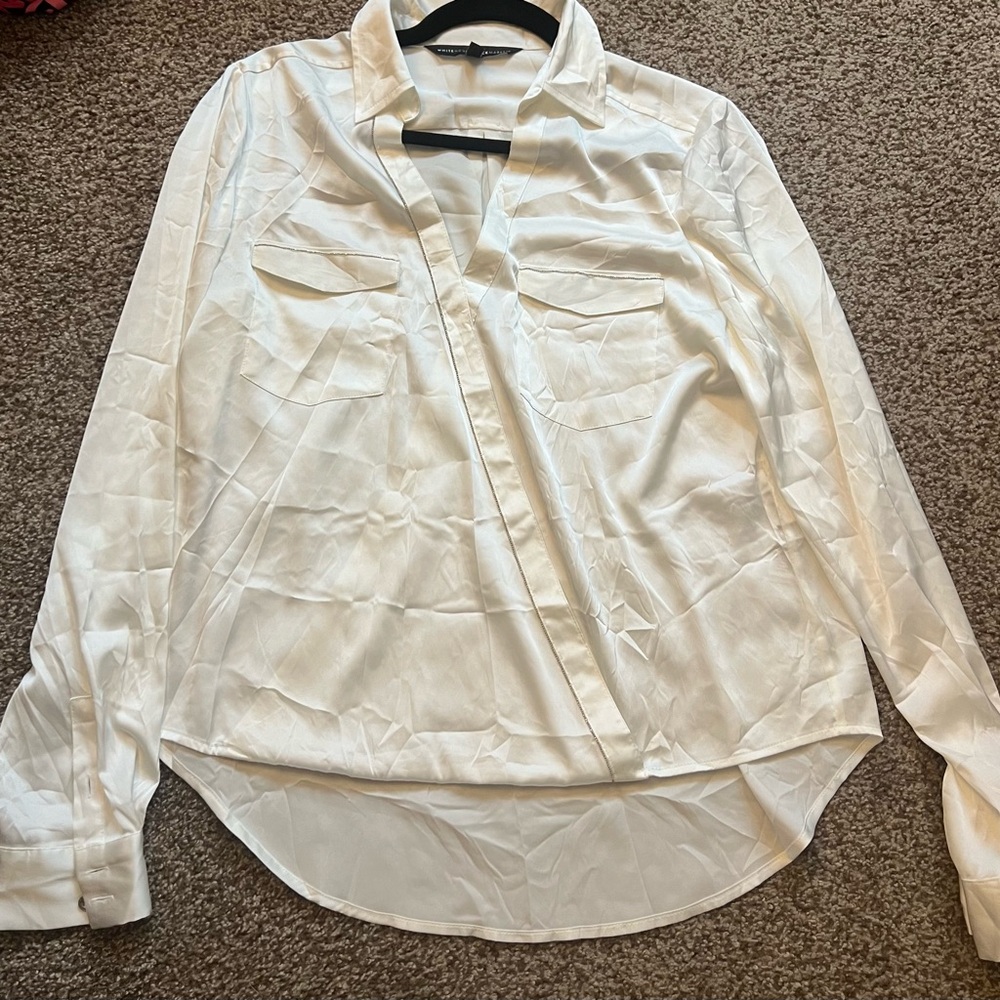 White House Black Market White Silk Blouse- excellent condition